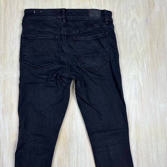 American Eagle Ne(x)t Level Stretch Black Distressed Skinny Jegging Jeans Size 8 - Picture 8 of 15
